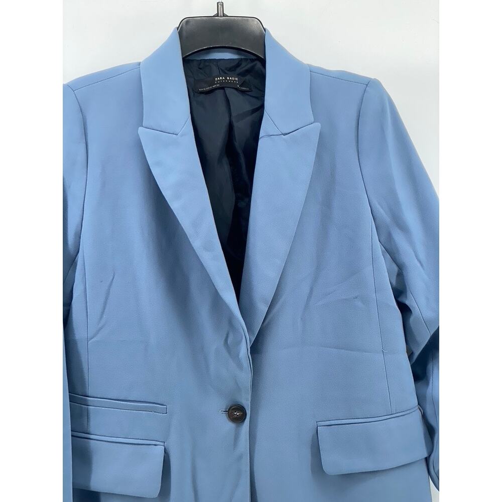 Zara Basic Women’s Blue Single-Button Long Sleeve… - image 3